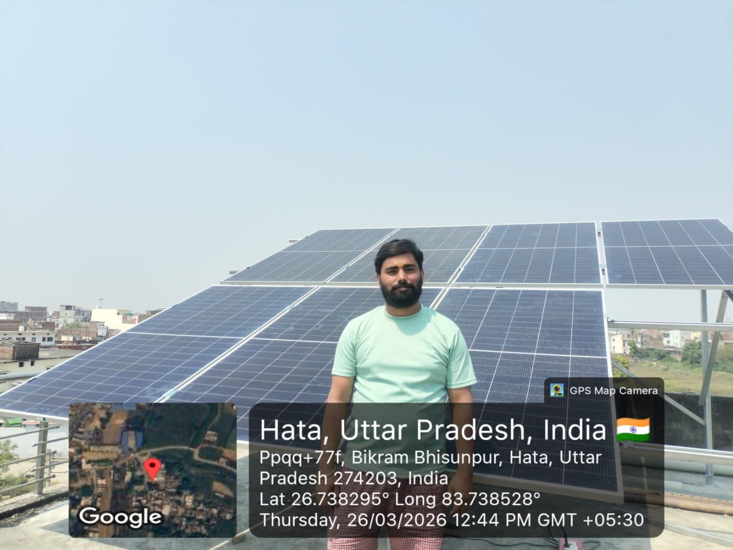Happy customer with his new rooftop solar system in Hata, Kushinagar